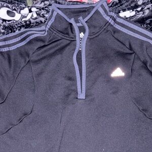 Adidas Black and Gray Quarter-Zip Top